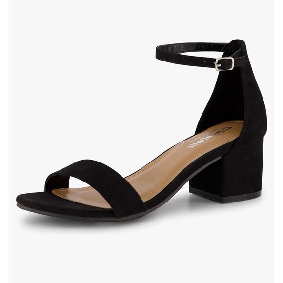 CUSHIONAIRE Women's Alba Mid Block Heel Sandal, Memory Foam, Size 8.5 - Picture 1 of 6